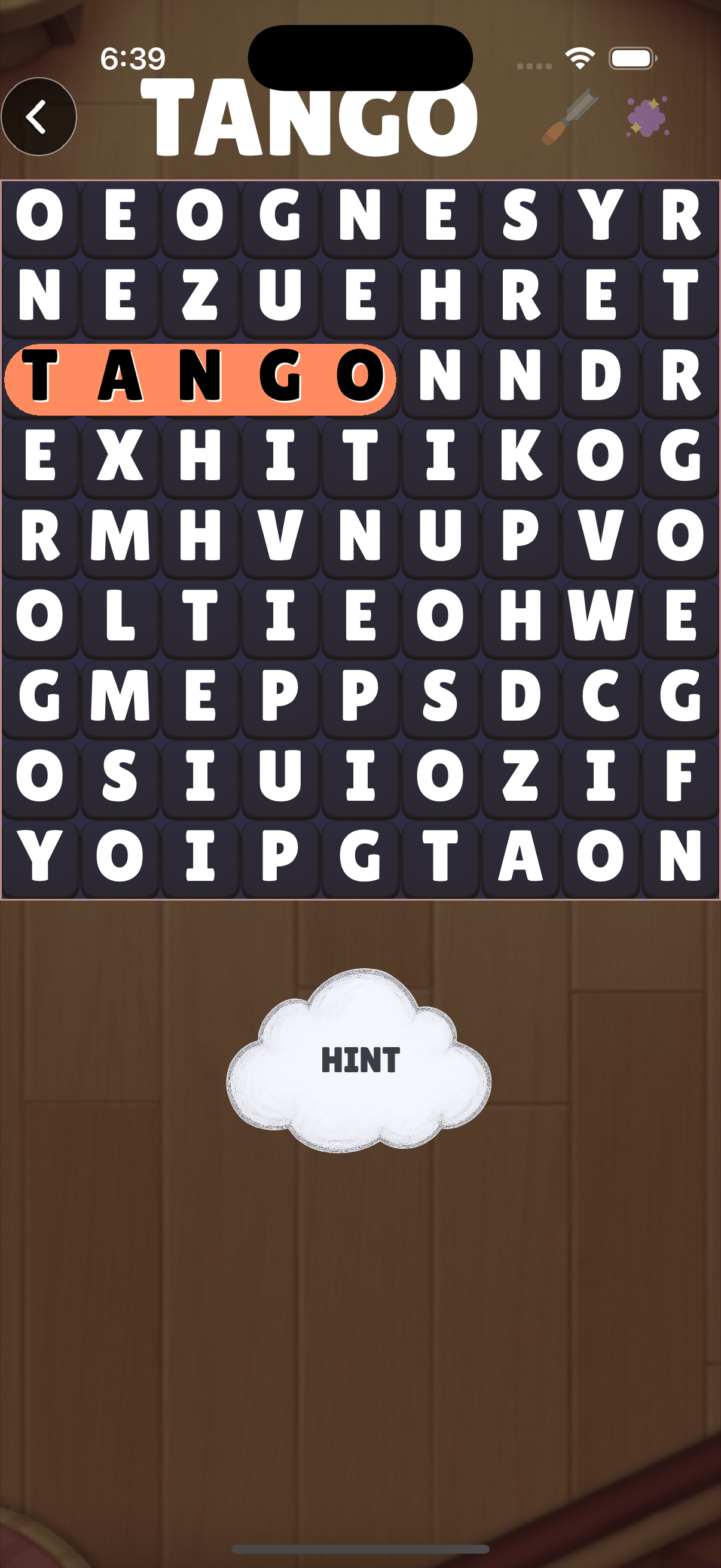 Wordpix puzzle showing uncovered artwork tiles